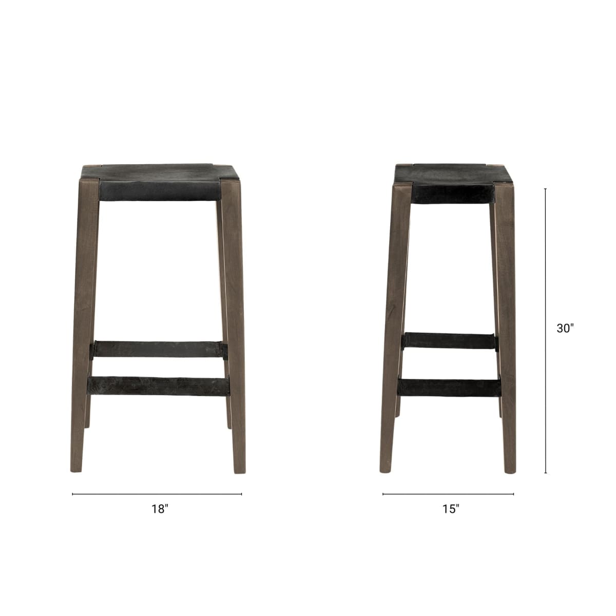 Nell Metal Seat Bar Counter Stool Black Metal | Light Brown Wood | Bar - bar-stools
