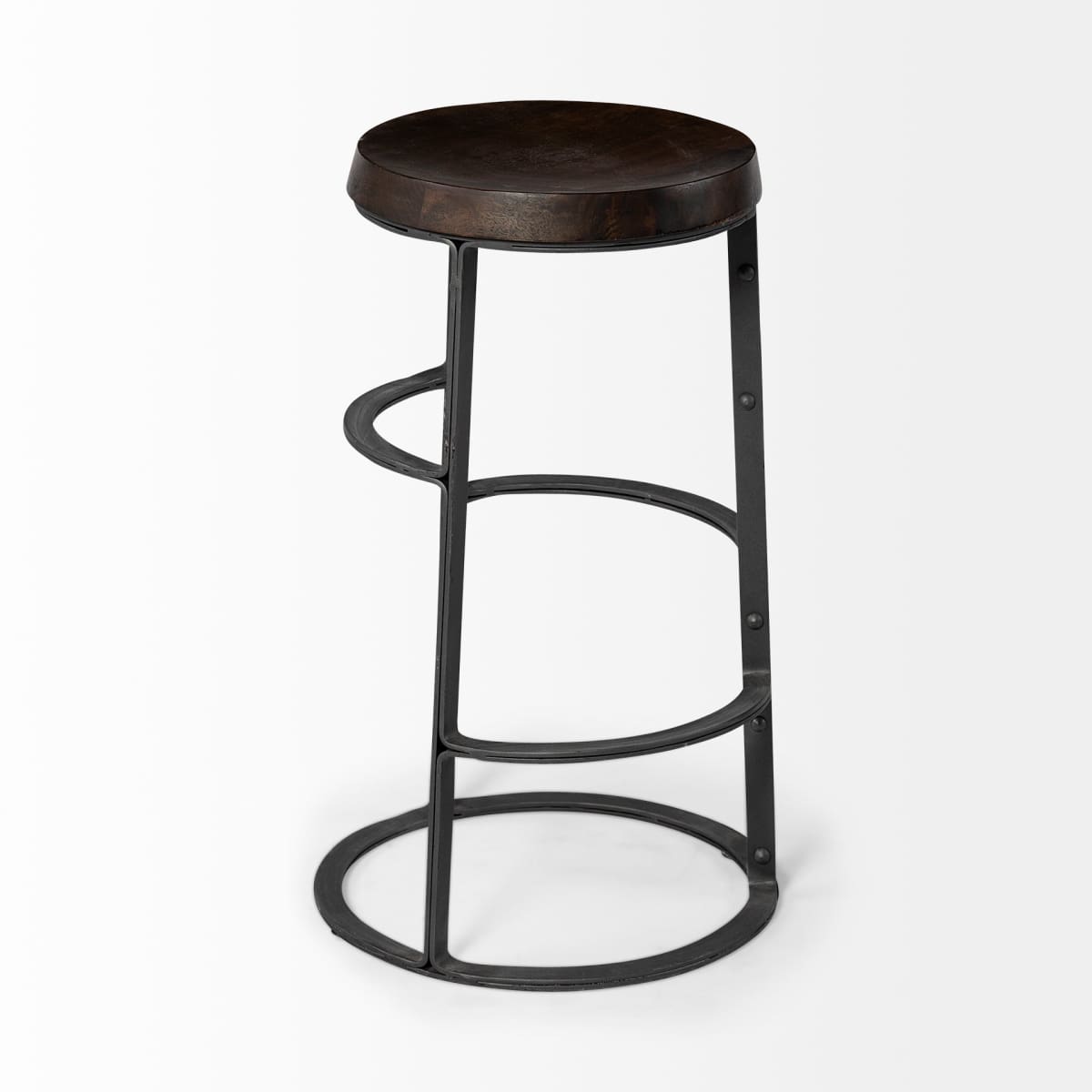 Neo Bar Counter Stool Brown Wood | Black Metal - bar-stools