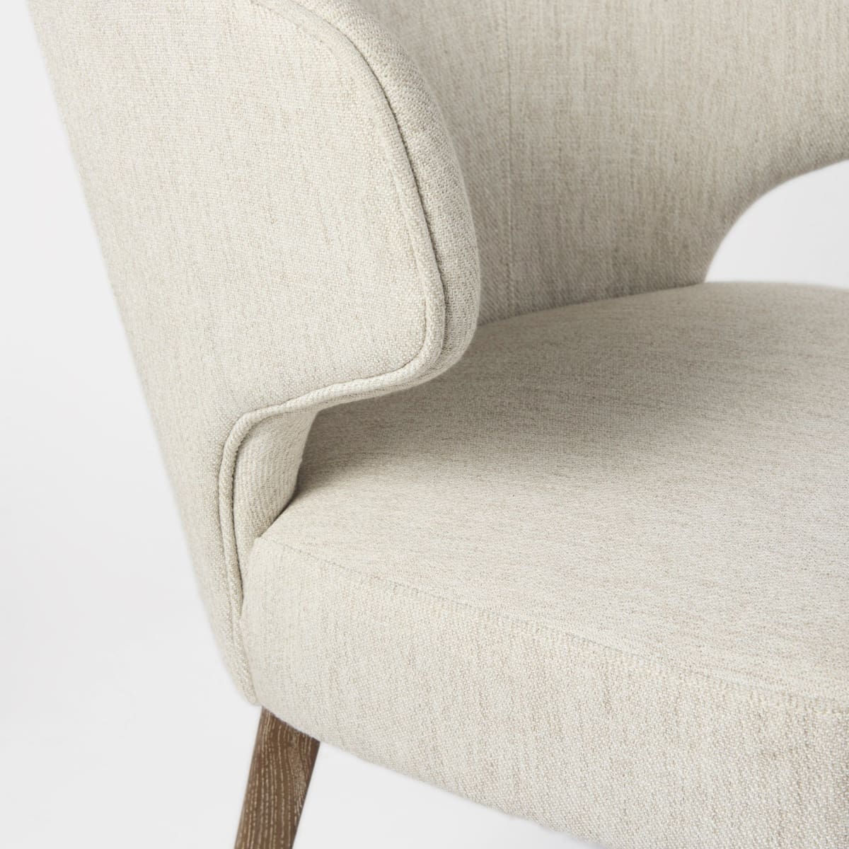 Niles Dining Chair Cream Fabric | Medium Brown Wood - dining-chairs