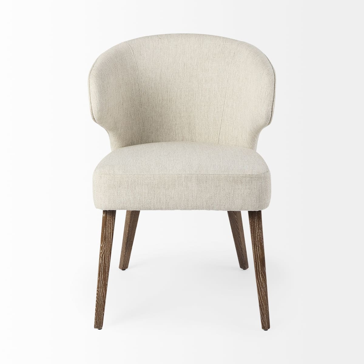 Niles Dining Chair Cream Fabric | Medium Brown Wood - dining-chairs