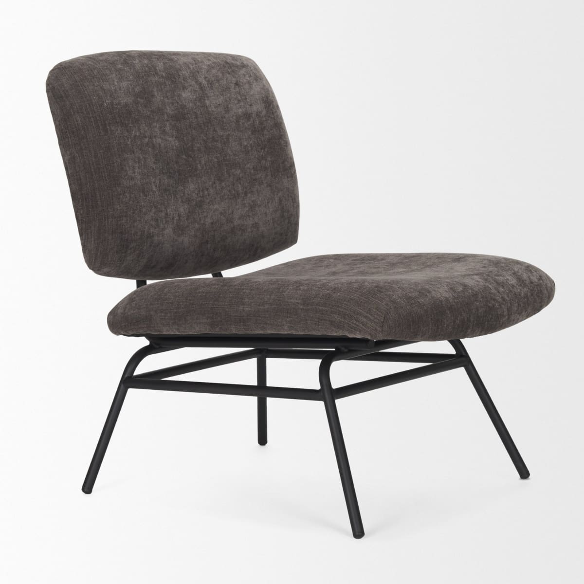Nora Upholstered Accent Chair Charcoal | Black Metal - accent-chairs