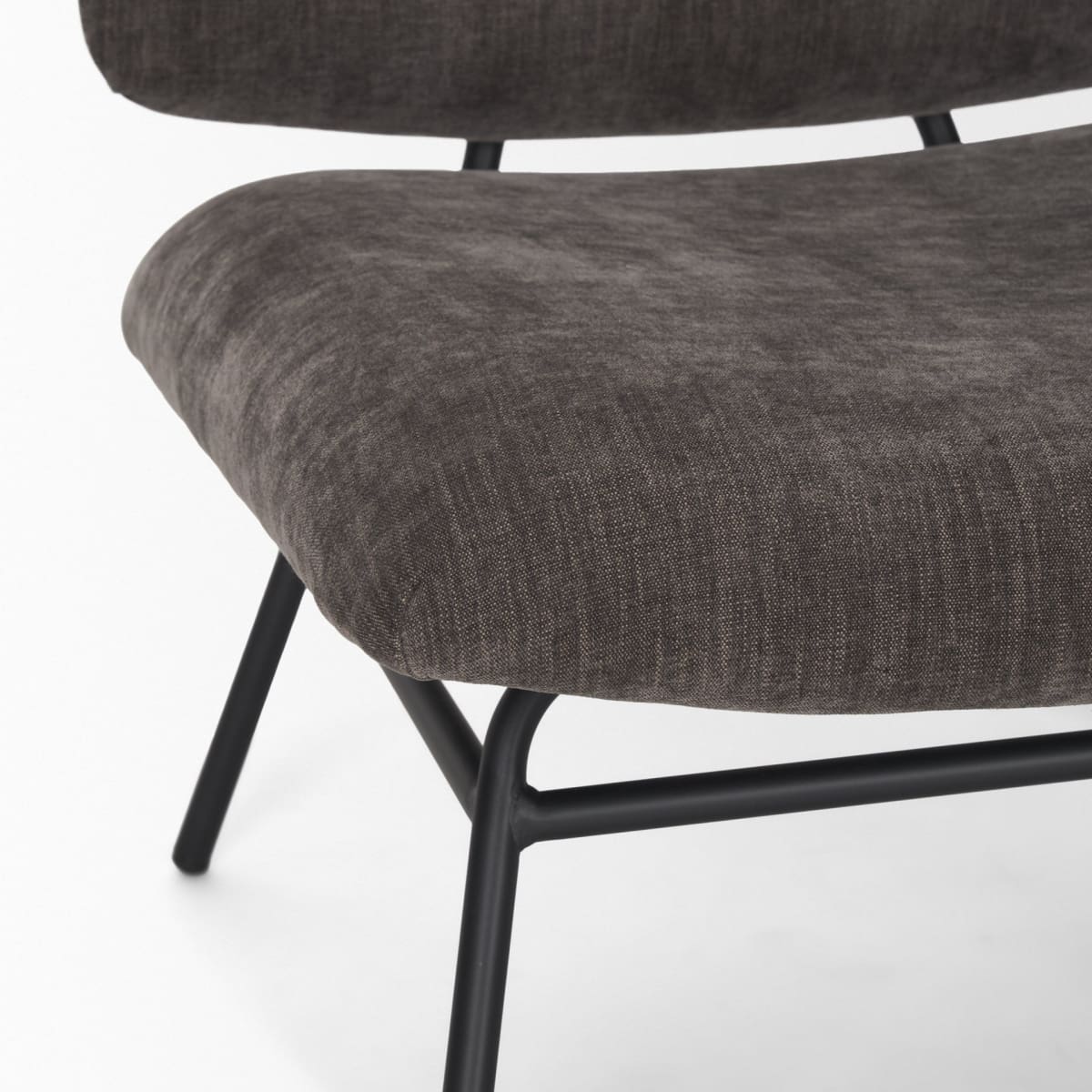 Nora Upholstered Accent Chair Charcoal | Black Metal - accent-chairs