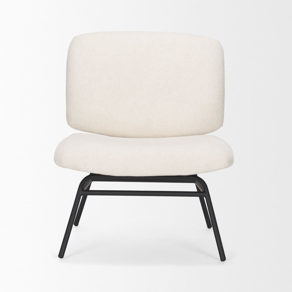 Nora Upholstered Accent Chair Cream | Black Metal - accent-chairs
