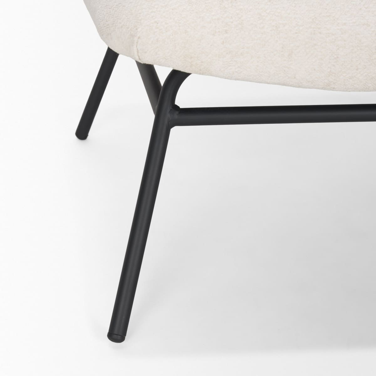 Nora Upholstered Accent Chair Cream | Black Metal - accent-chairs