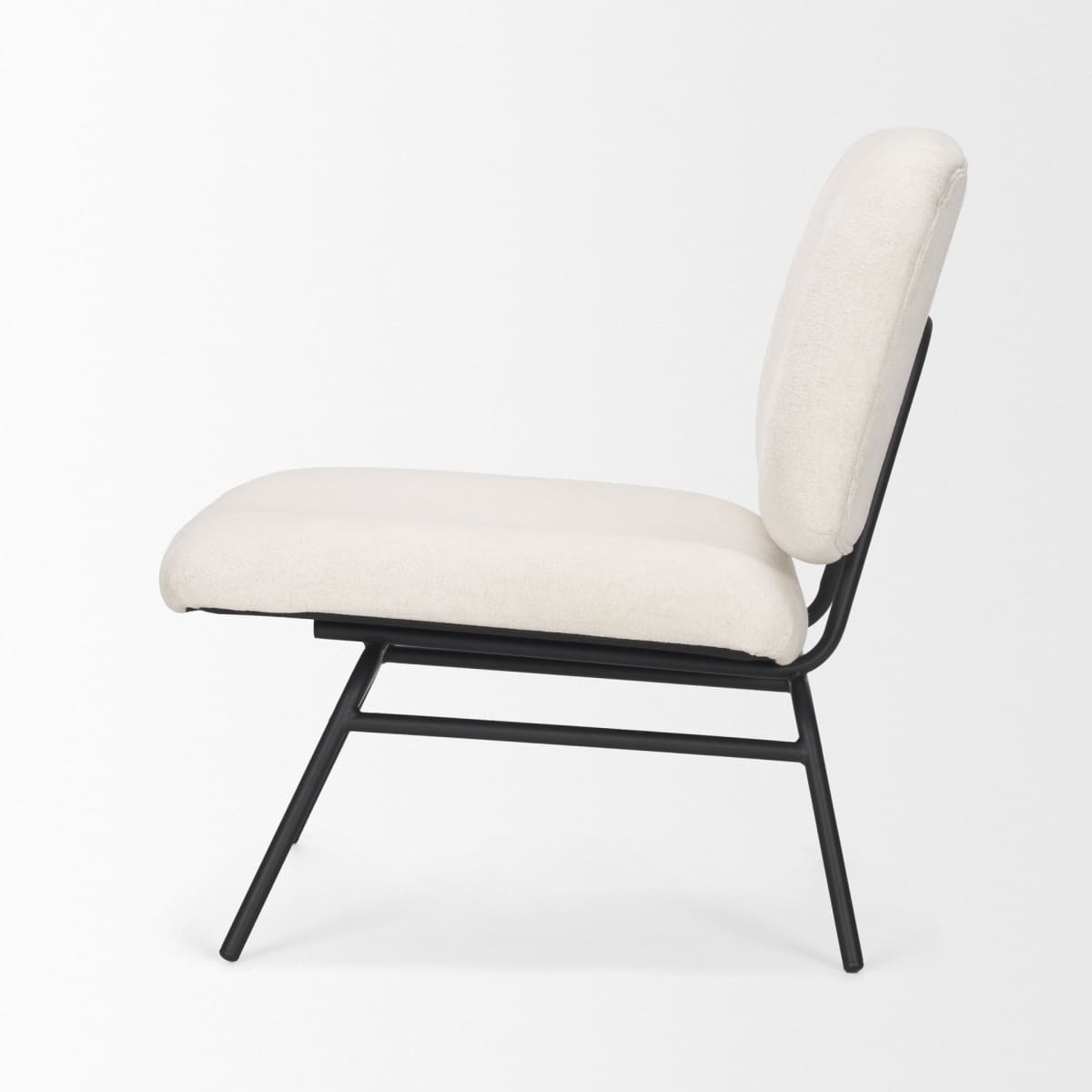 Nora Upholstered Accent Chair Cream | Black Metal - accent-chairs