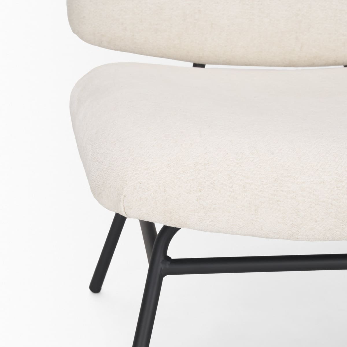 Nora Upholstered Accent Chair Cream | Black Metal - accent-chairs