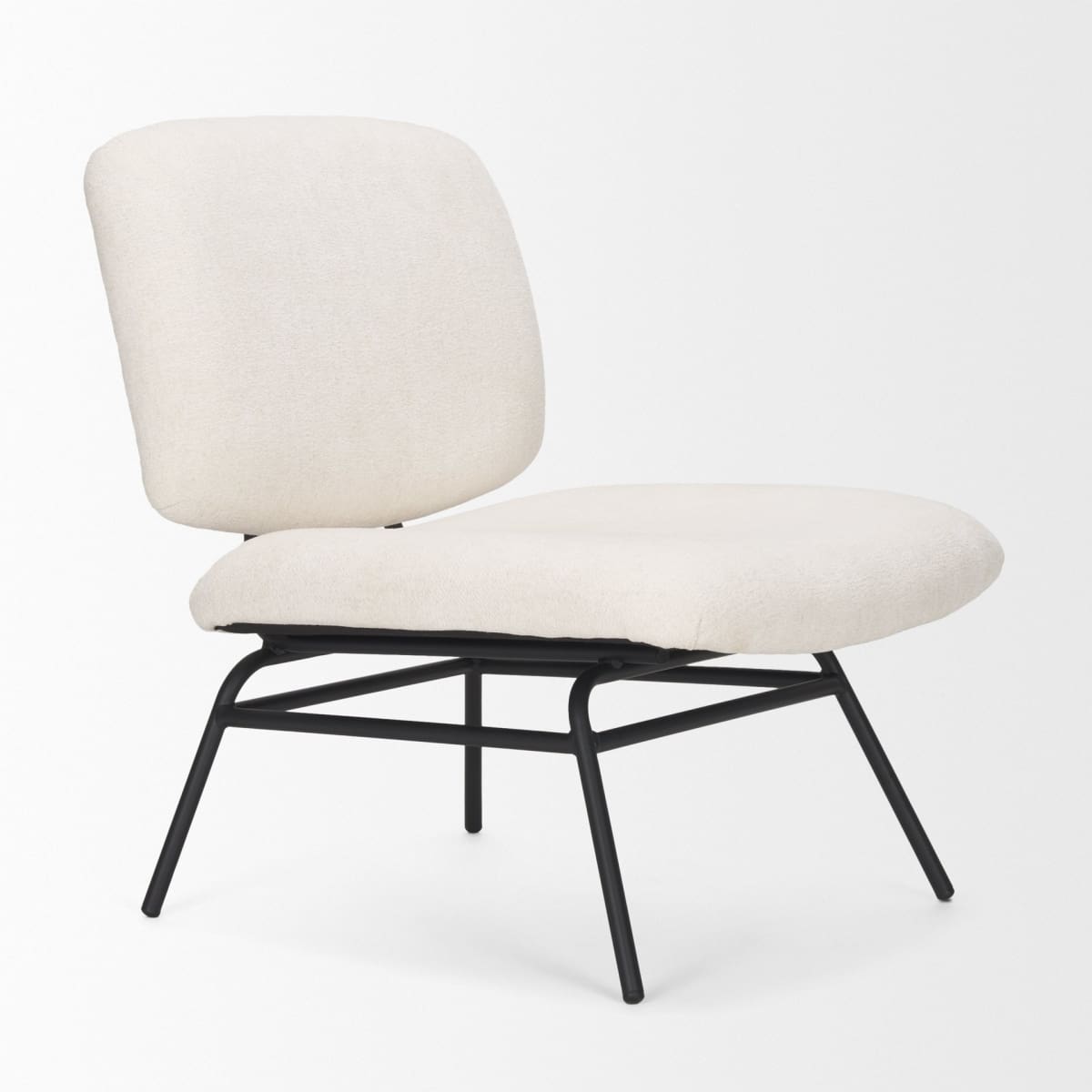 Nora Upholstered Accent Chair Cream | Black Metal - accent-chairs