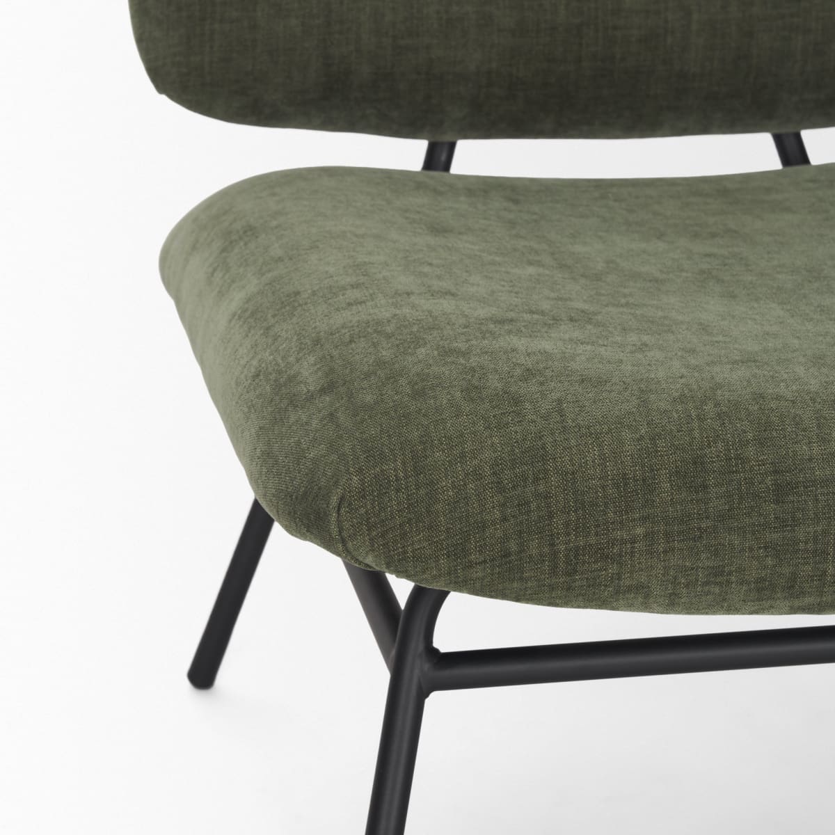 Nora Upholstered Accent Chair Green | Black Metal - accent-chairs
