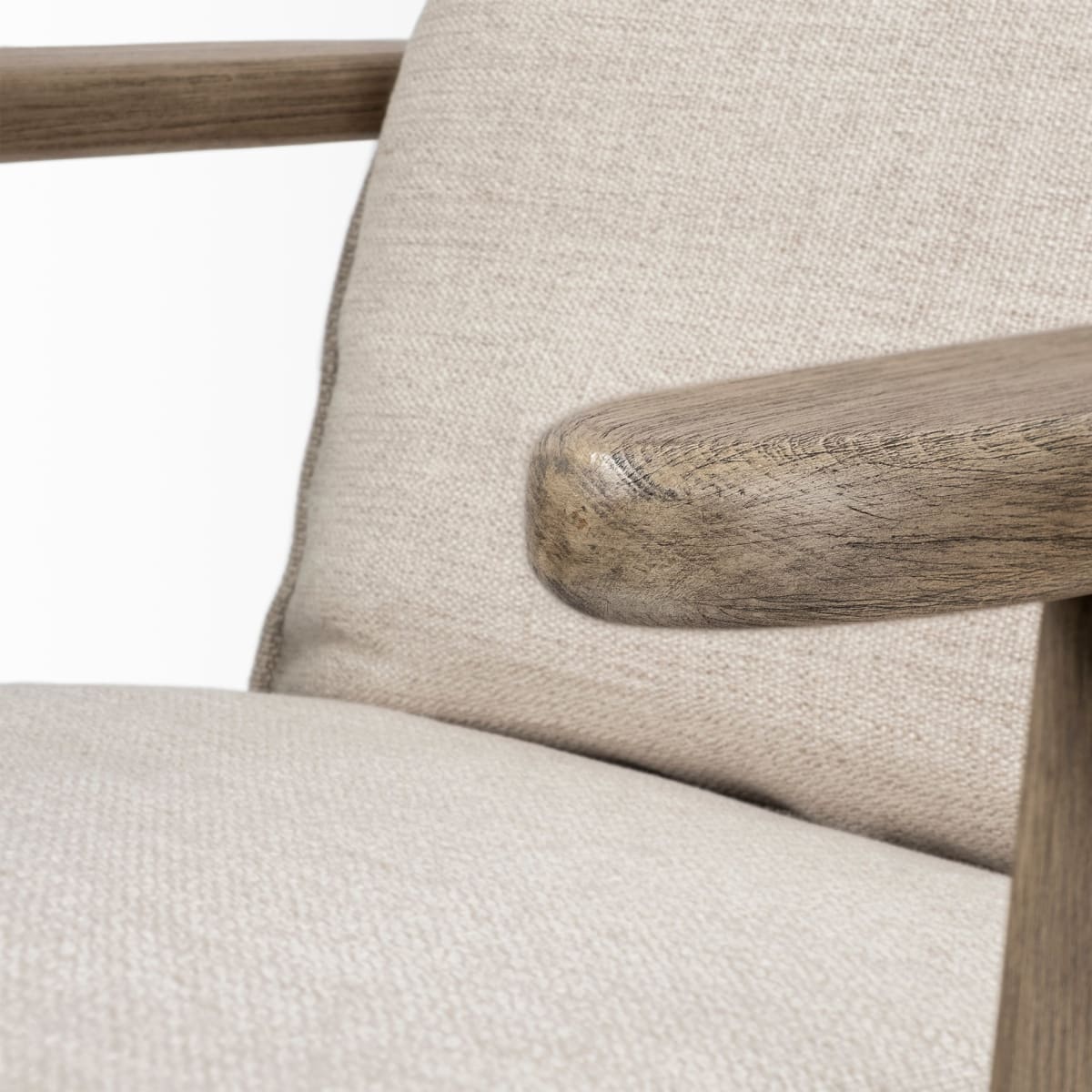 Olympus Upholstered Accent Chair Beige Fabric | Brown Wood - accent-chairs