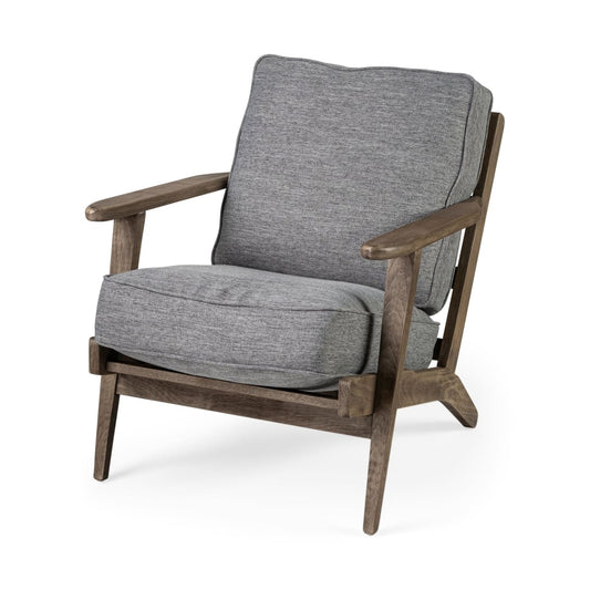 Olympus Upholstered Accent Chair Castlerock Gray Fabric | Brown Wood - accent-chairs