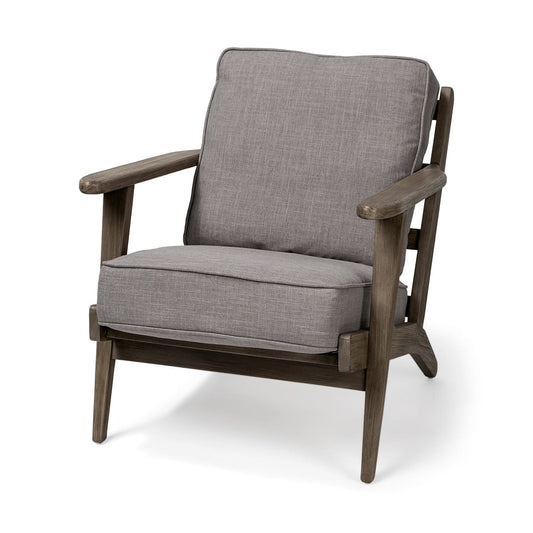 Olympus Upholstered Accent Chair Flint Gray Fabric | Brown Wood - accent-chairs