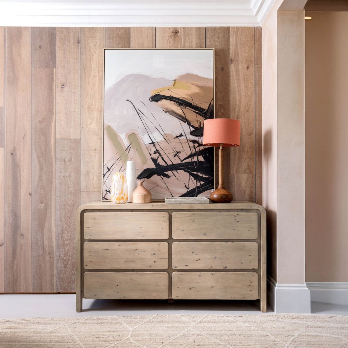 Opera 6 Drawer Dresser - Scrubbed Teak - lh-import-dressers