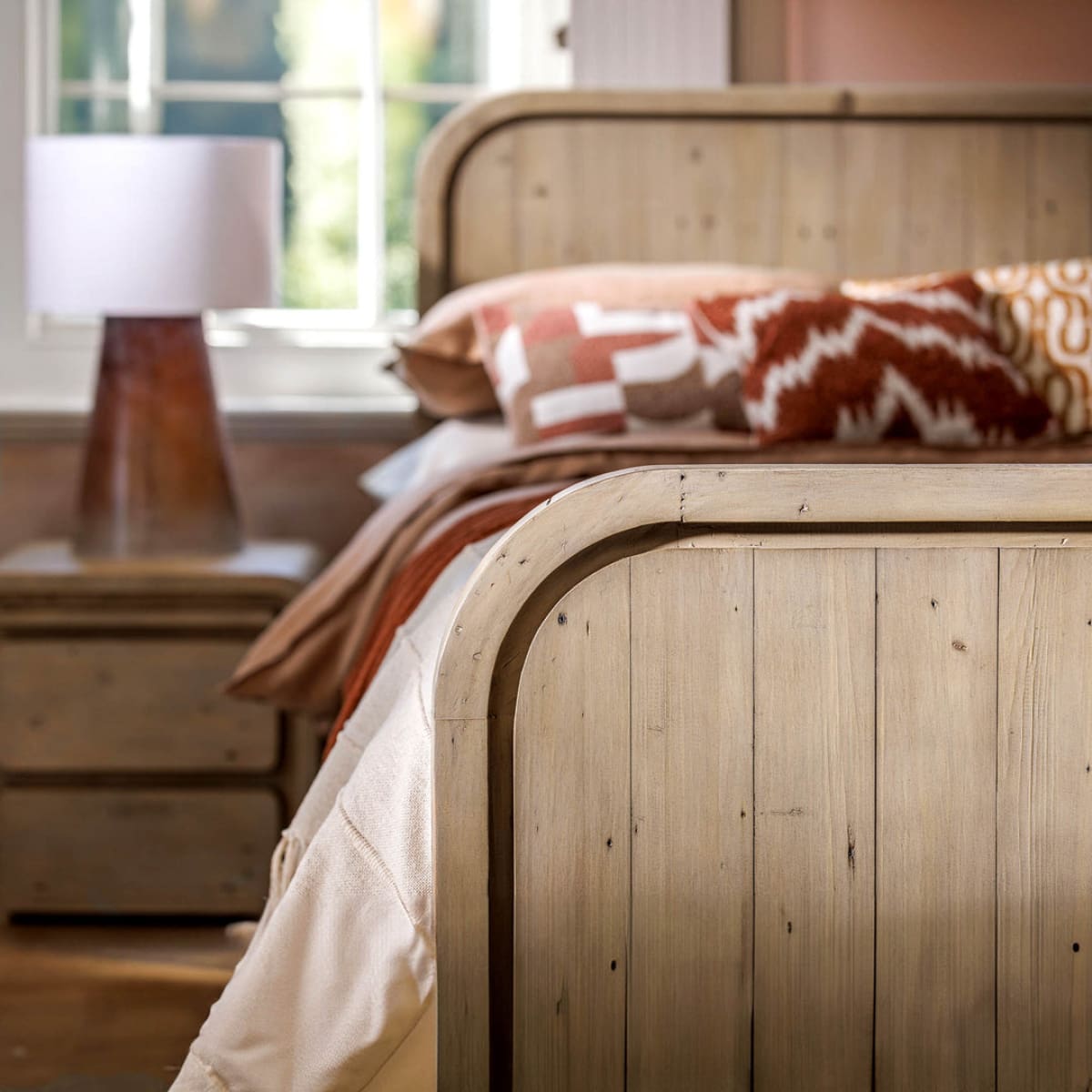 Opera King High Footboard Bed - Scrubbed Teak - lh-import-beds