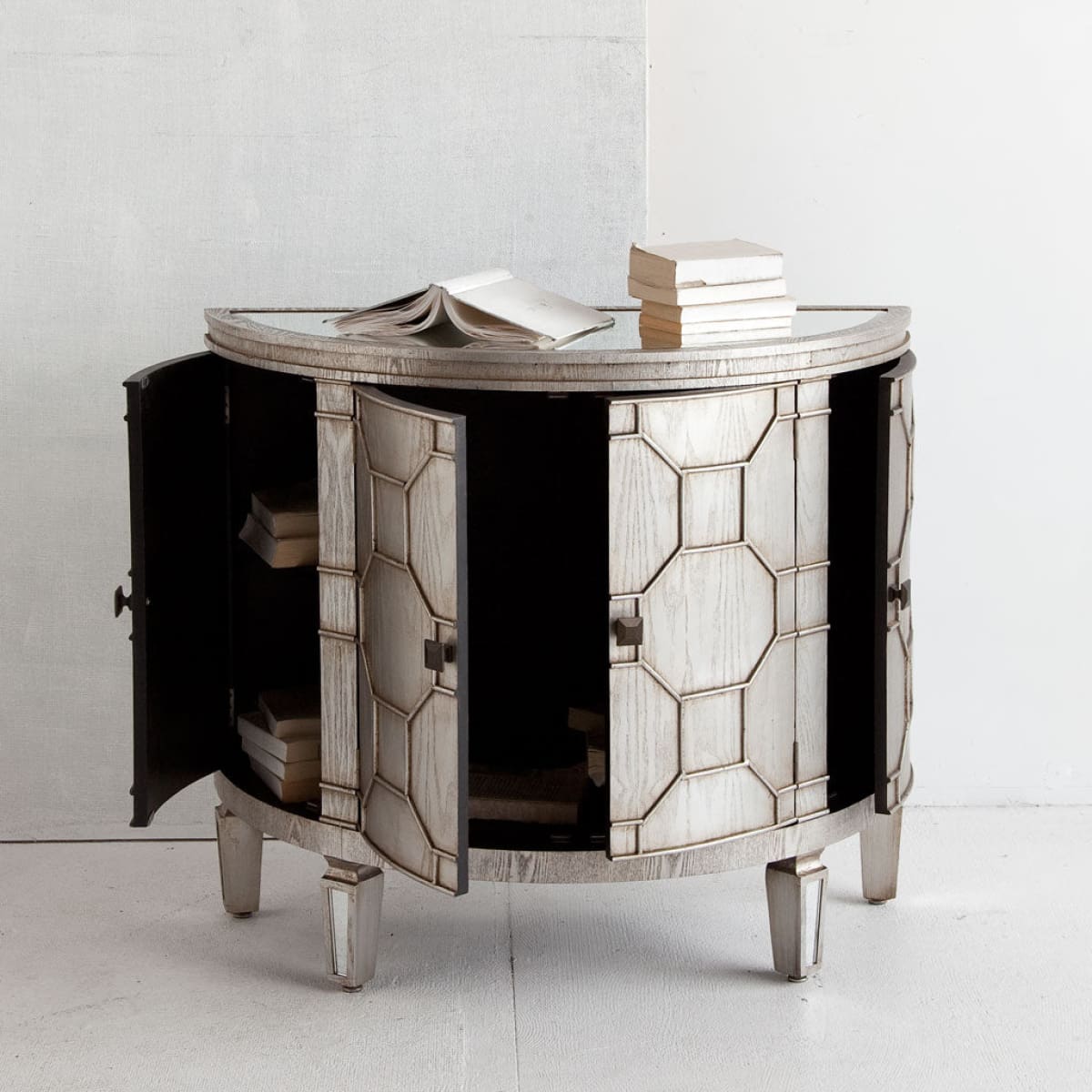 Oppsola Accent Cabinet Silver Wood | Mirror - acc-chest-cabinets