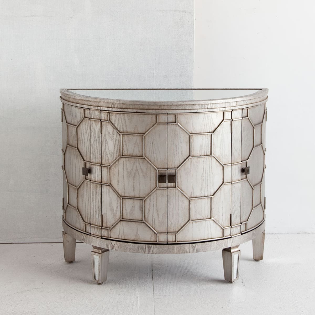 Oppsola Accent Cabinet Silver Wood | Mirror - acc-chest-cabinets