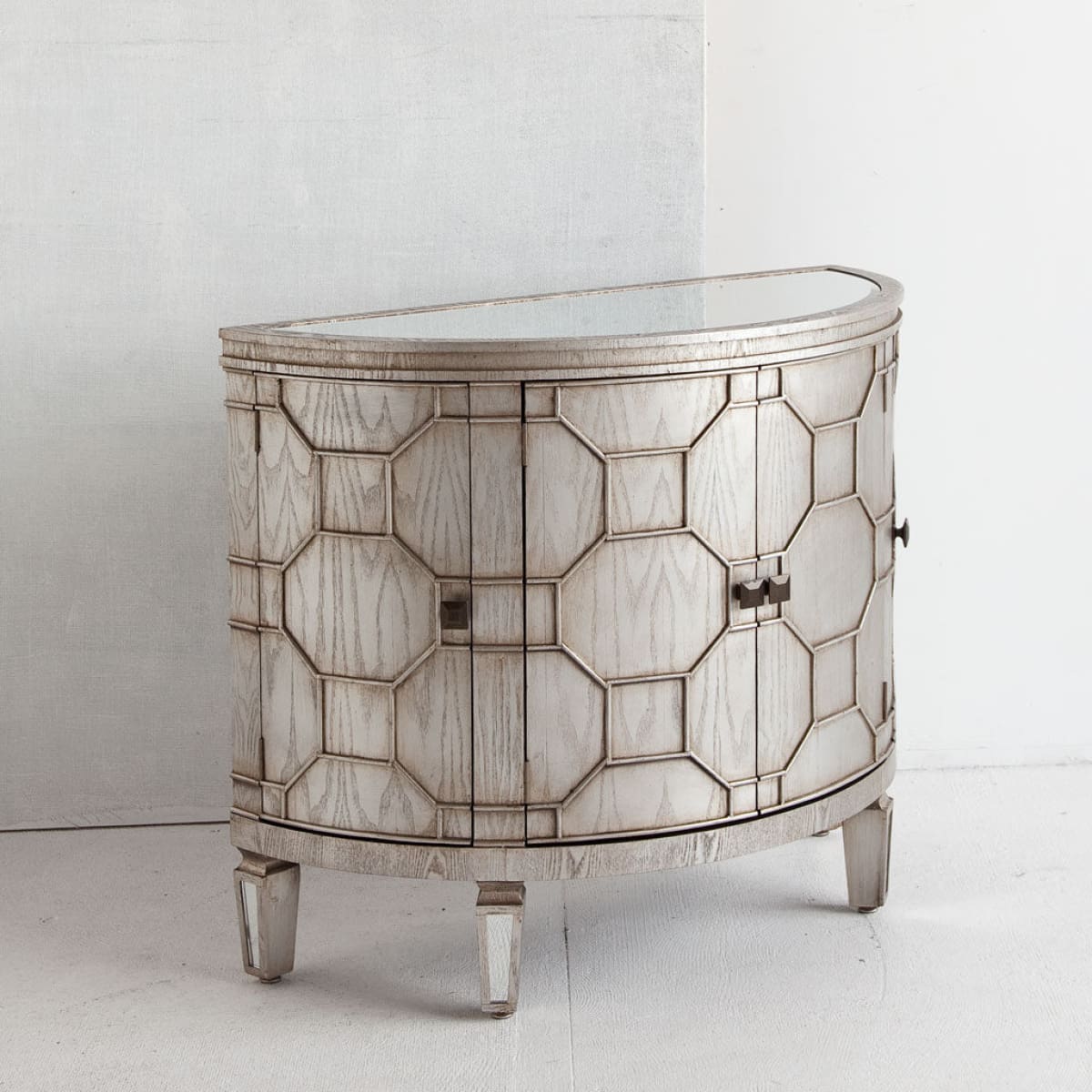 Oppsola Accent Cabinet Silver Wood | Mirror - acc-chest-cabinets