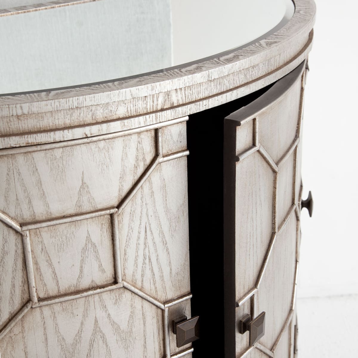 Oppsola Accent Cabinet Silver Wood | Mirror - acc-chest-cabinets