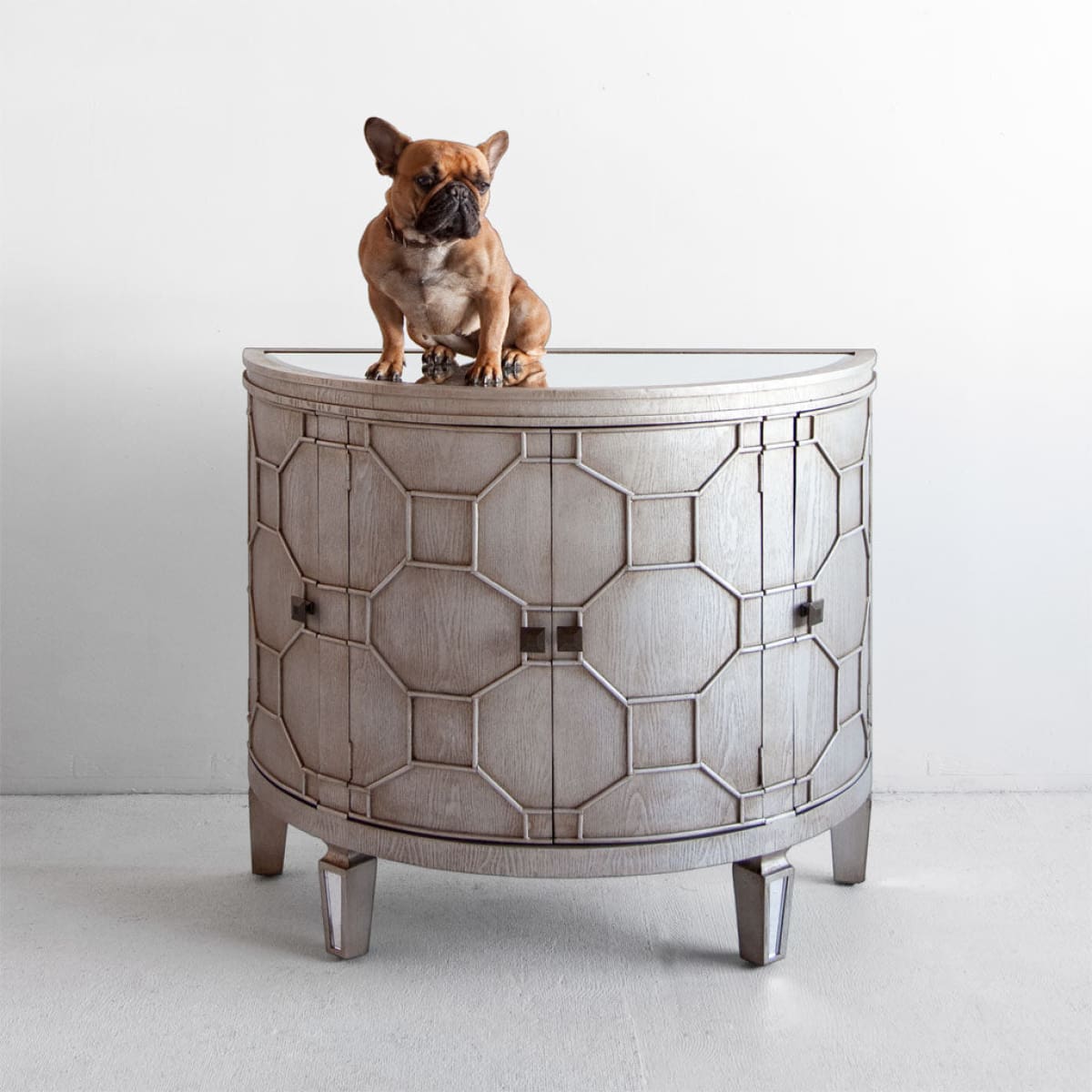 Oppsola Accent Cabinet Silver Wood | Mirror - acc-chest-cabinets