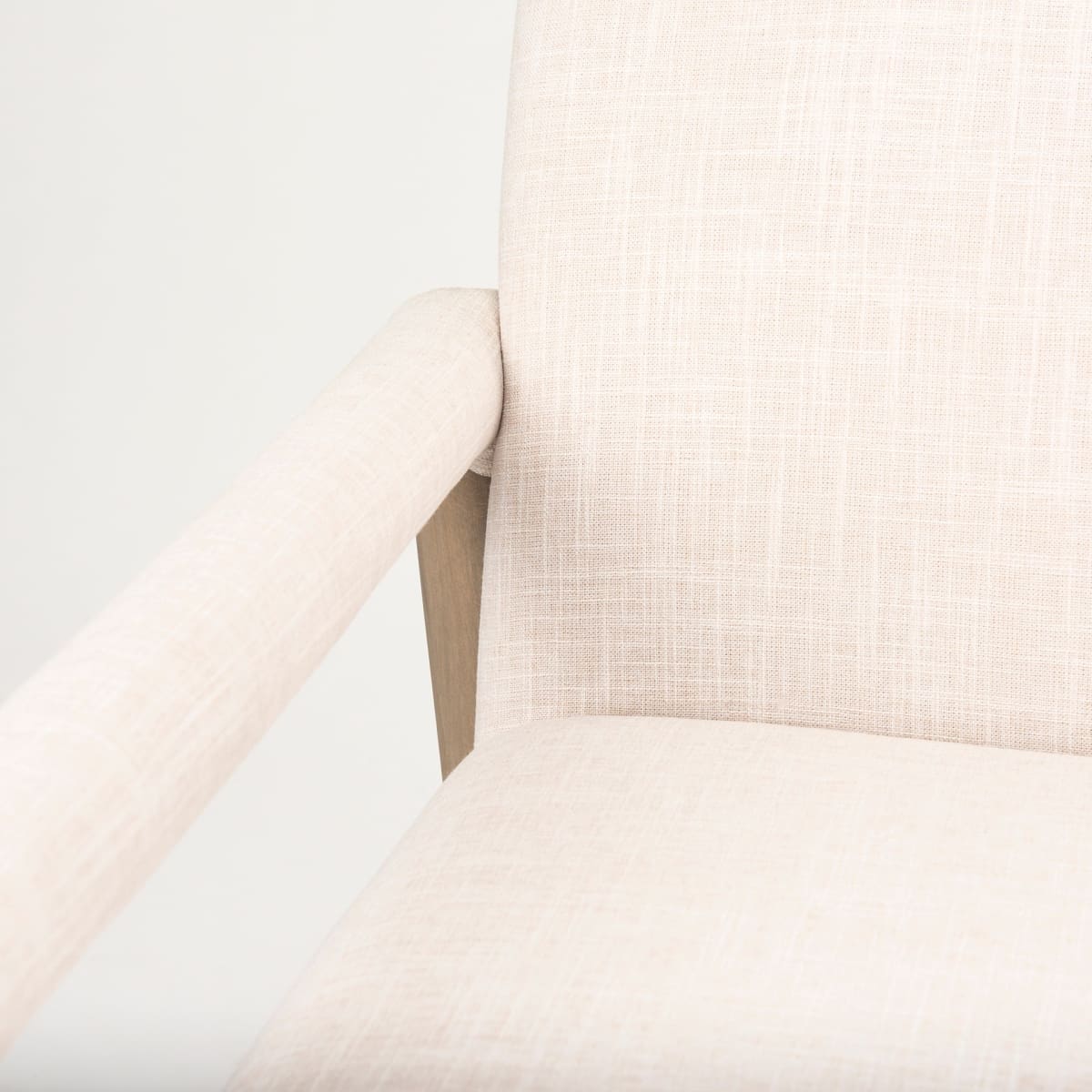 Palisades Upholstered Accent Chair Cream Fabric | Brown Wood - accent-chairs