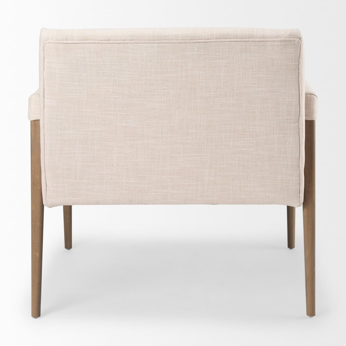 Palisades Upholstered Accent Chair Cream Fabric | Brown Wood - accent-chairs
