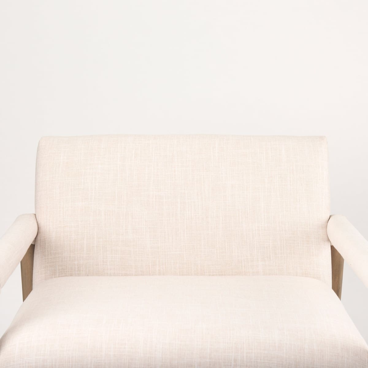 Palisades Upholstered Accent Chair Cream Fabric | Brown Wood - accent-chairs
