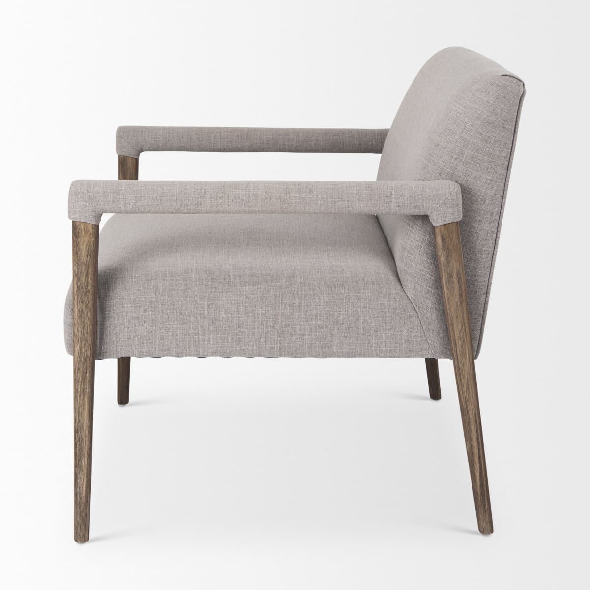 Palisades Upholstered Accent Chair Gray Fabric | Brown Wood - accent-chairs
