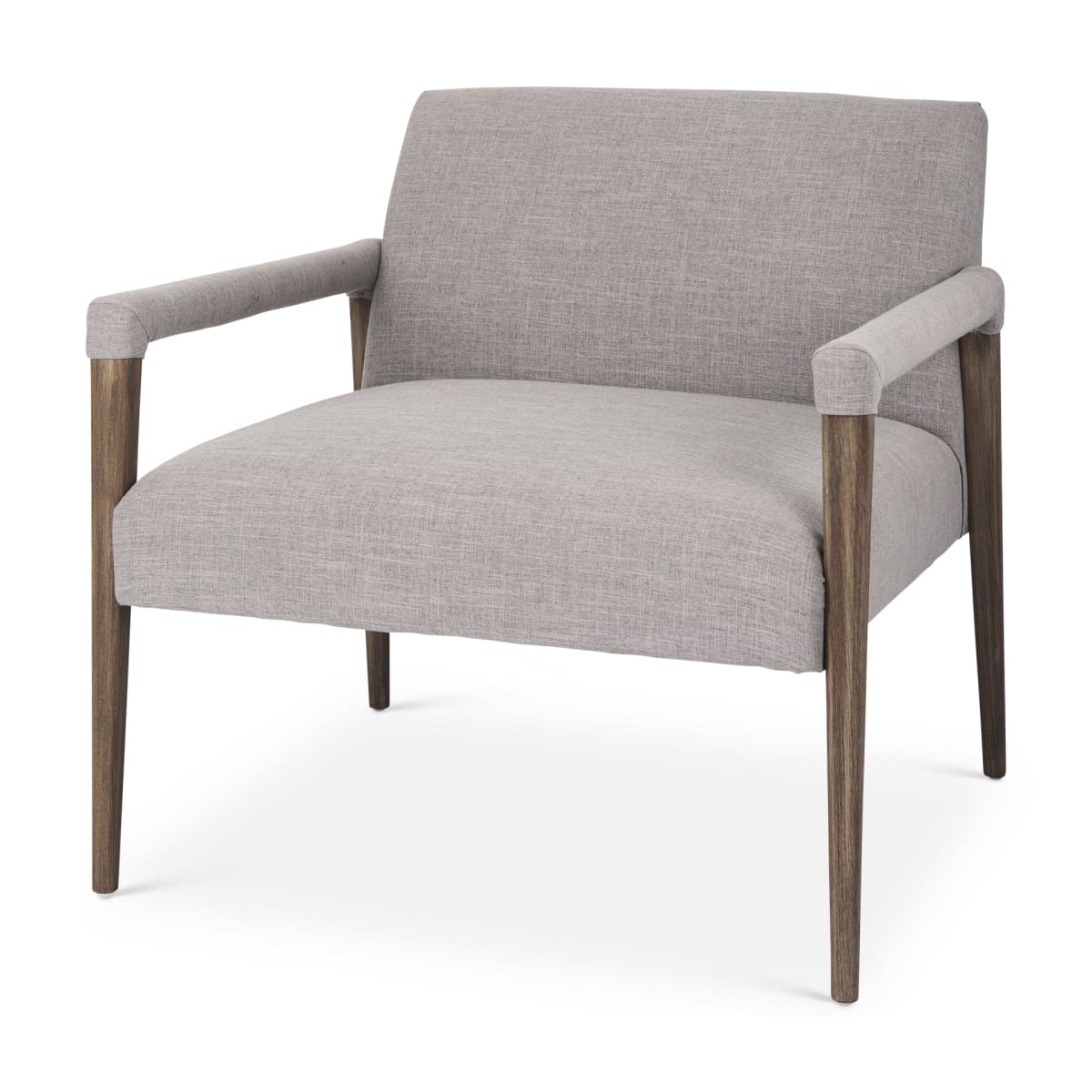 Palisades Upholstered Accent Chair Gray Fabric | Brown Wood - accent-chairs