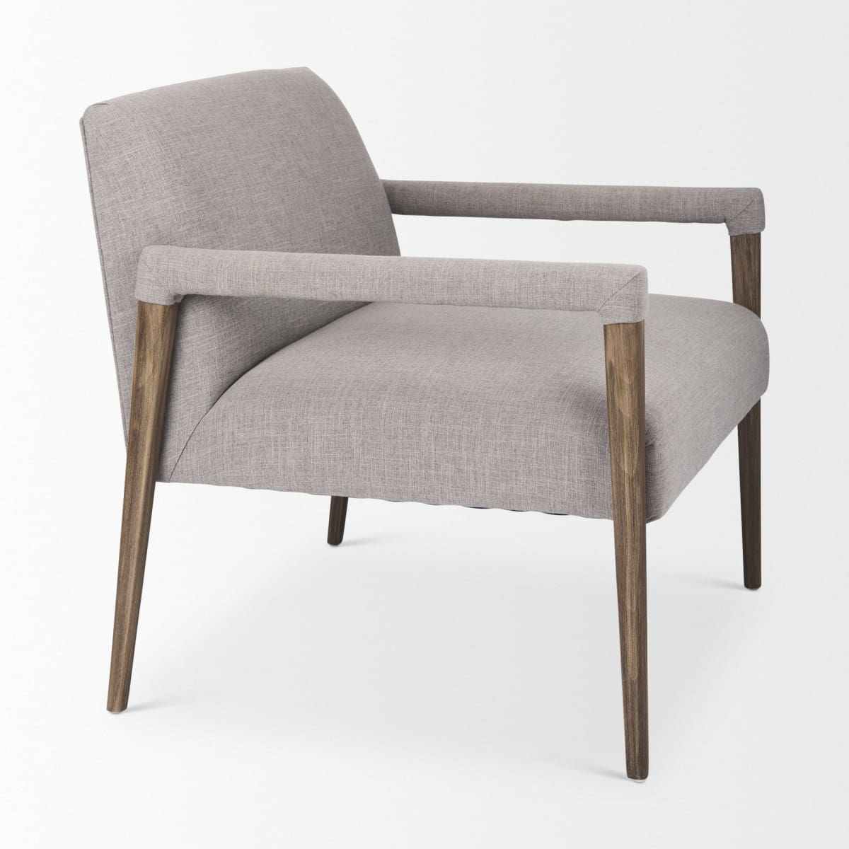 Palisades Upholstered Accent Chair Gray Fabric | Brown Wood - accent-chairs