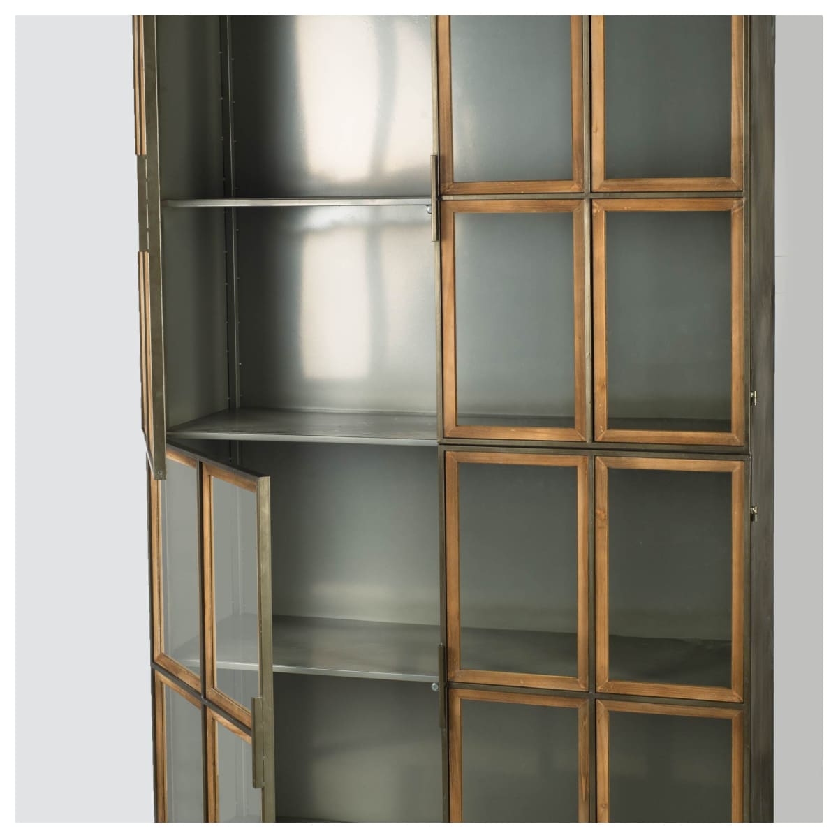 Pandora Tall Cabinet Brown Wood | Gray Metal | 74H - cabinets