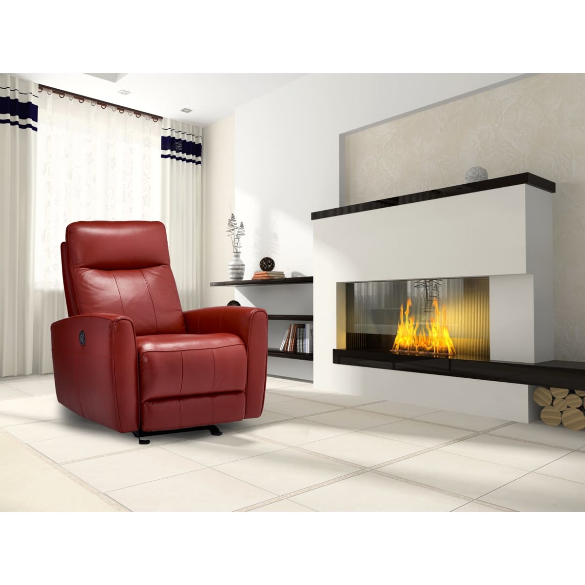 Paris Power Recliner Leather Chair. - accent chairs