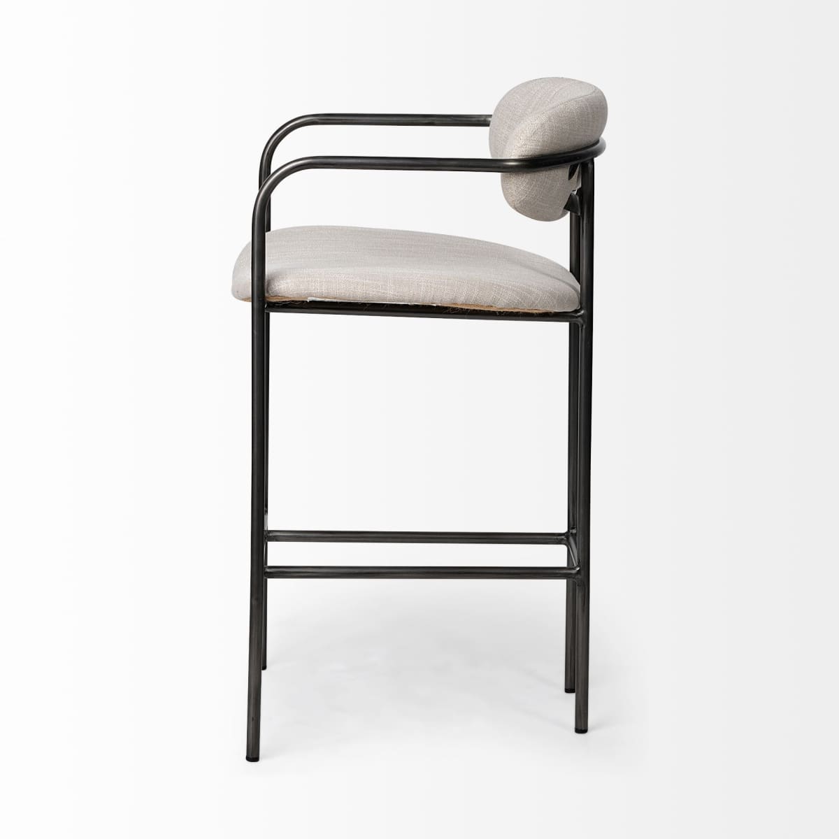 Parker Bar Counter Stool Beige Fabric | Grey Metal | Counter - bar-stools