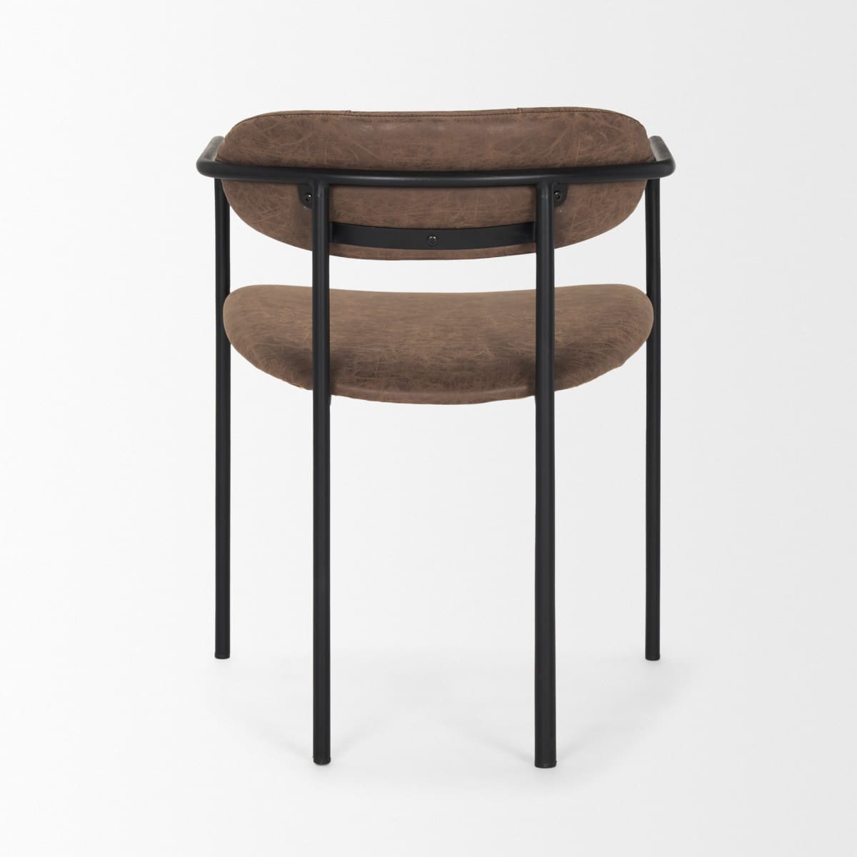 Parker Leather Dining Chair Black Metal | Brown Faux Leather - dining-chairs