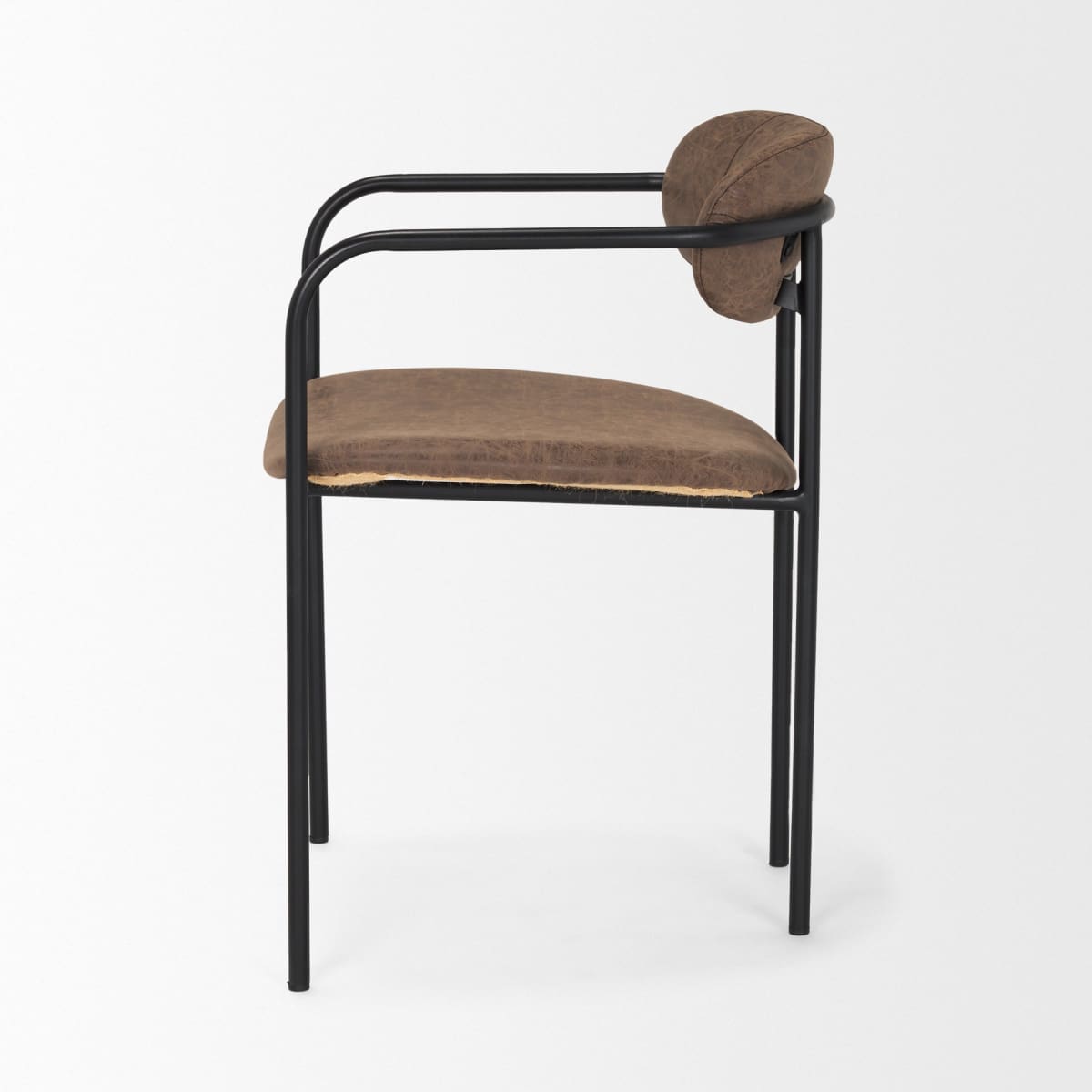 Parker Leather Dining Chair Black Metal | Brown Faux Leather - dining-chairs