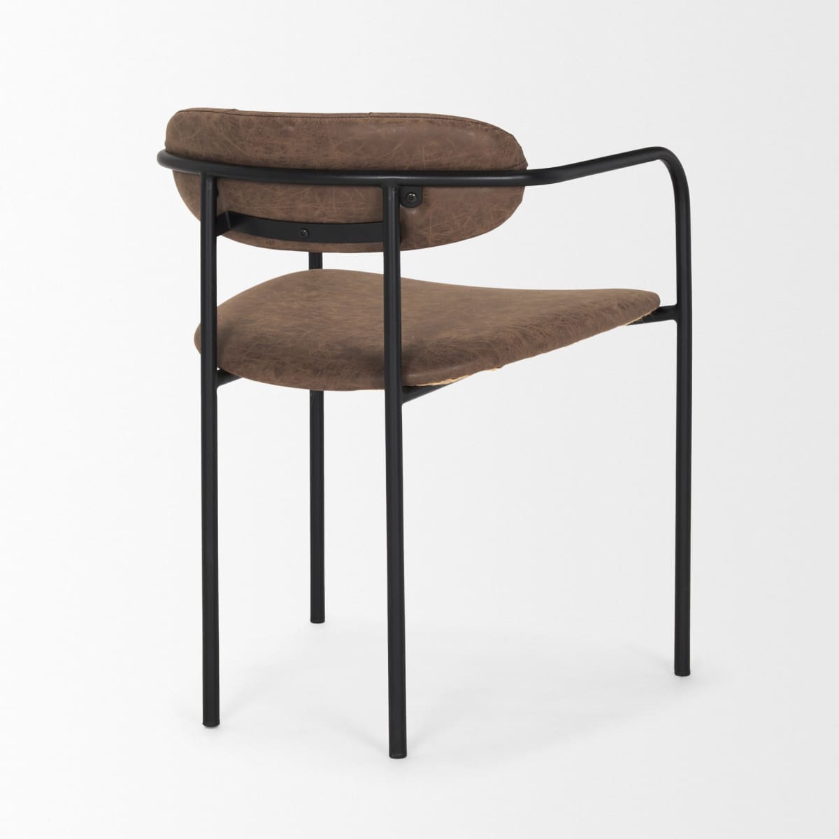 Parker Leather Dining Chair Black Metal | Brown Faux Leather - dining-chairs