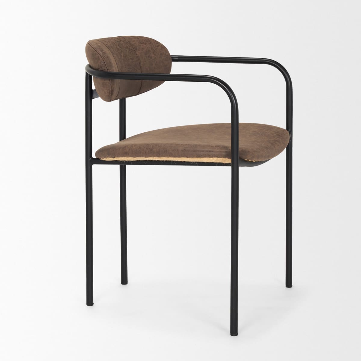 Parker Leather Dining Chair Black Metal | Brown Faux Leather - dining-chairs