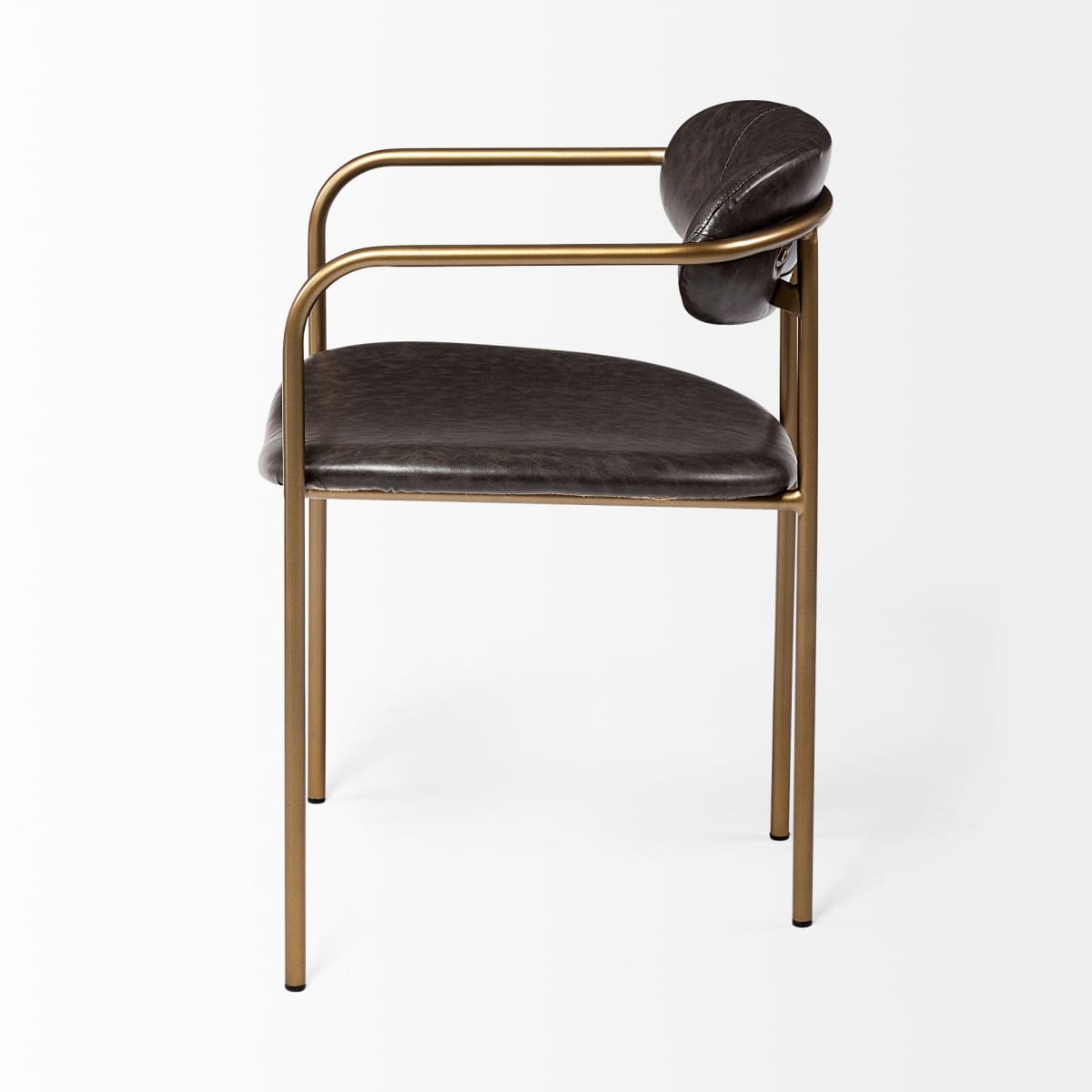 Parker Leather Dining Chair Brown Faux Leather | Gold Metal - dining-chairs