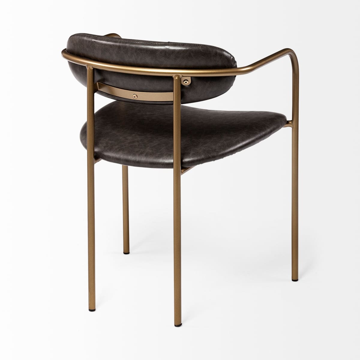 Parker Leather Dining Chair Brown Faux Leather | Gold Metal - dining-chairs