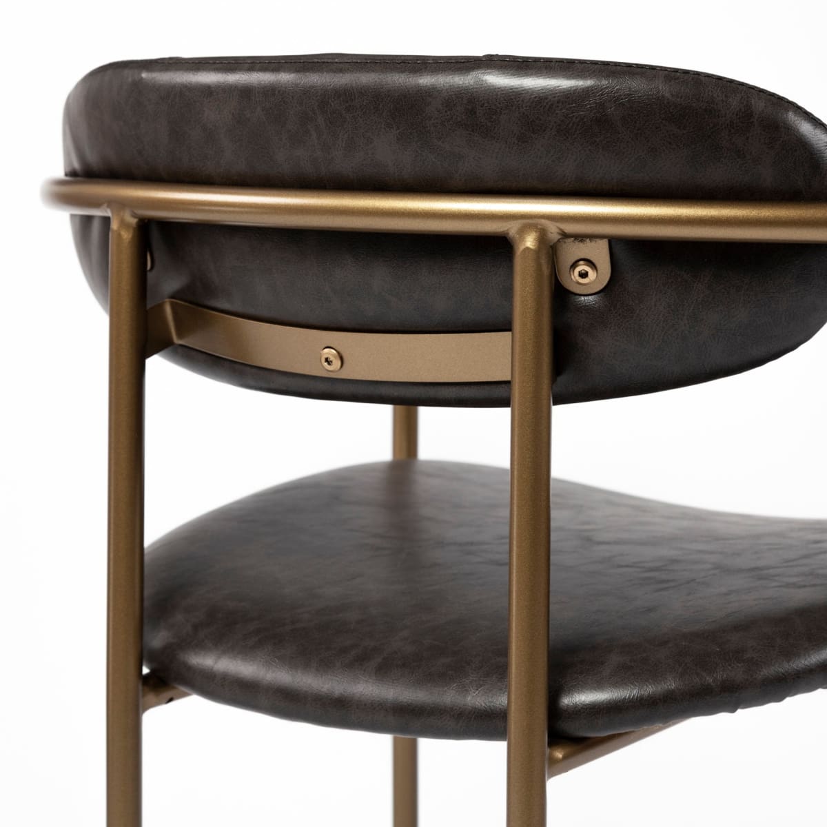 Parker Leather Dining Chair Brown Faux Leather | Gold Metal - dining-chairs