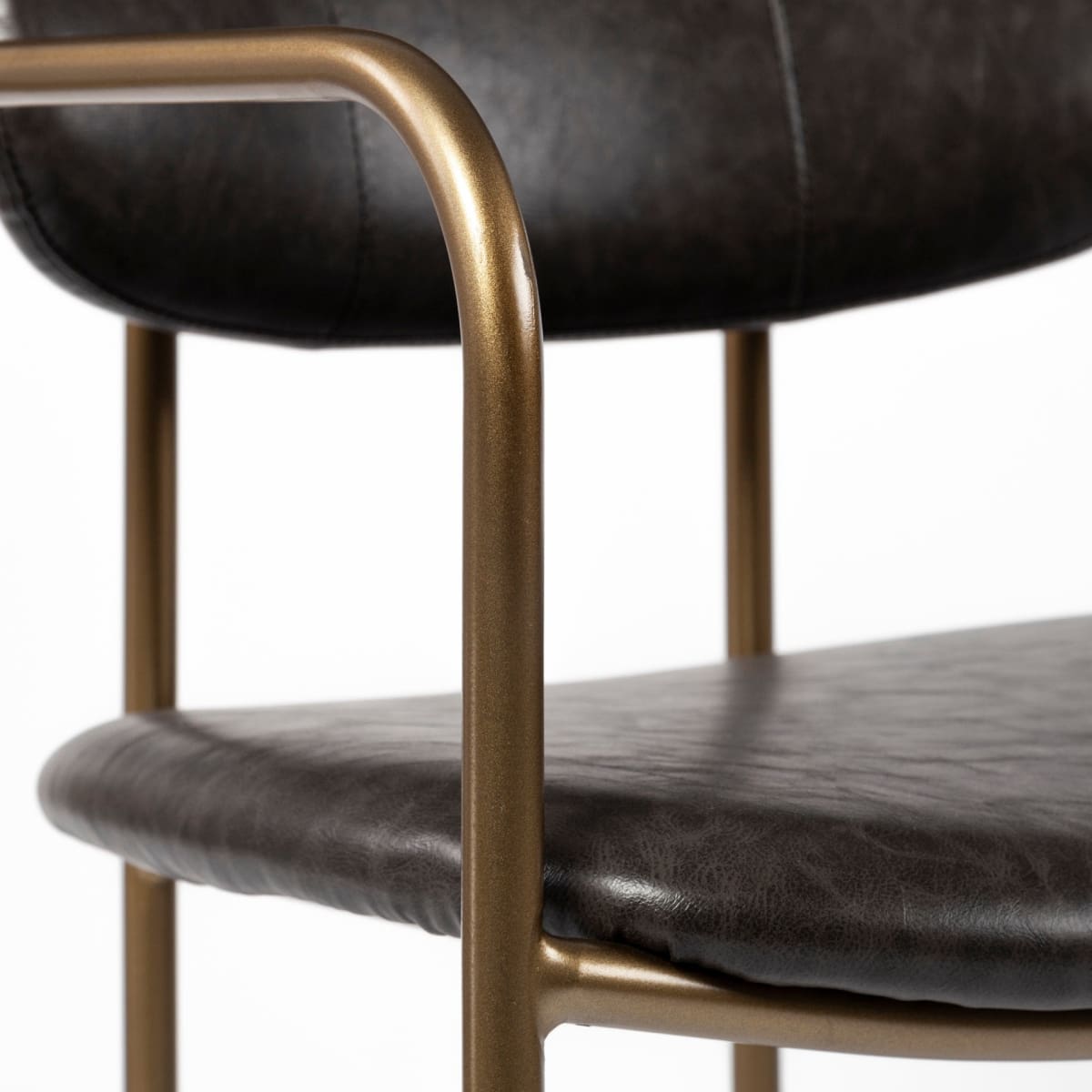 Parker Leather Dining Chair Brown Faux Leather | Gold Metal - dining-chairs