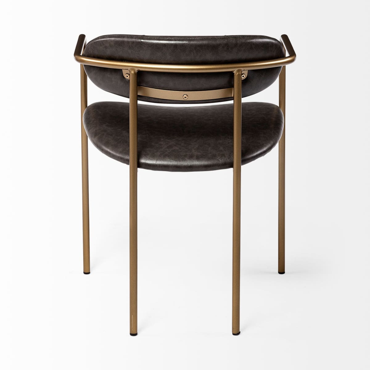 Parker Leather Dining Chair Brown Faux Leather | Gold Metal - dining-chairs