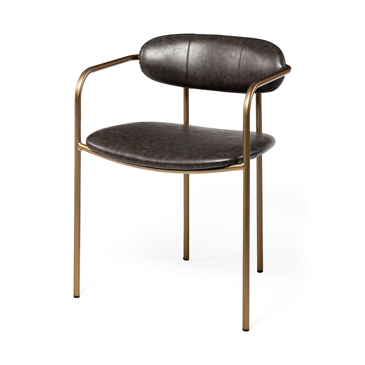 Parker Leather Dining Chair Brown Faux Leather | Gold Metal - dining-chairs