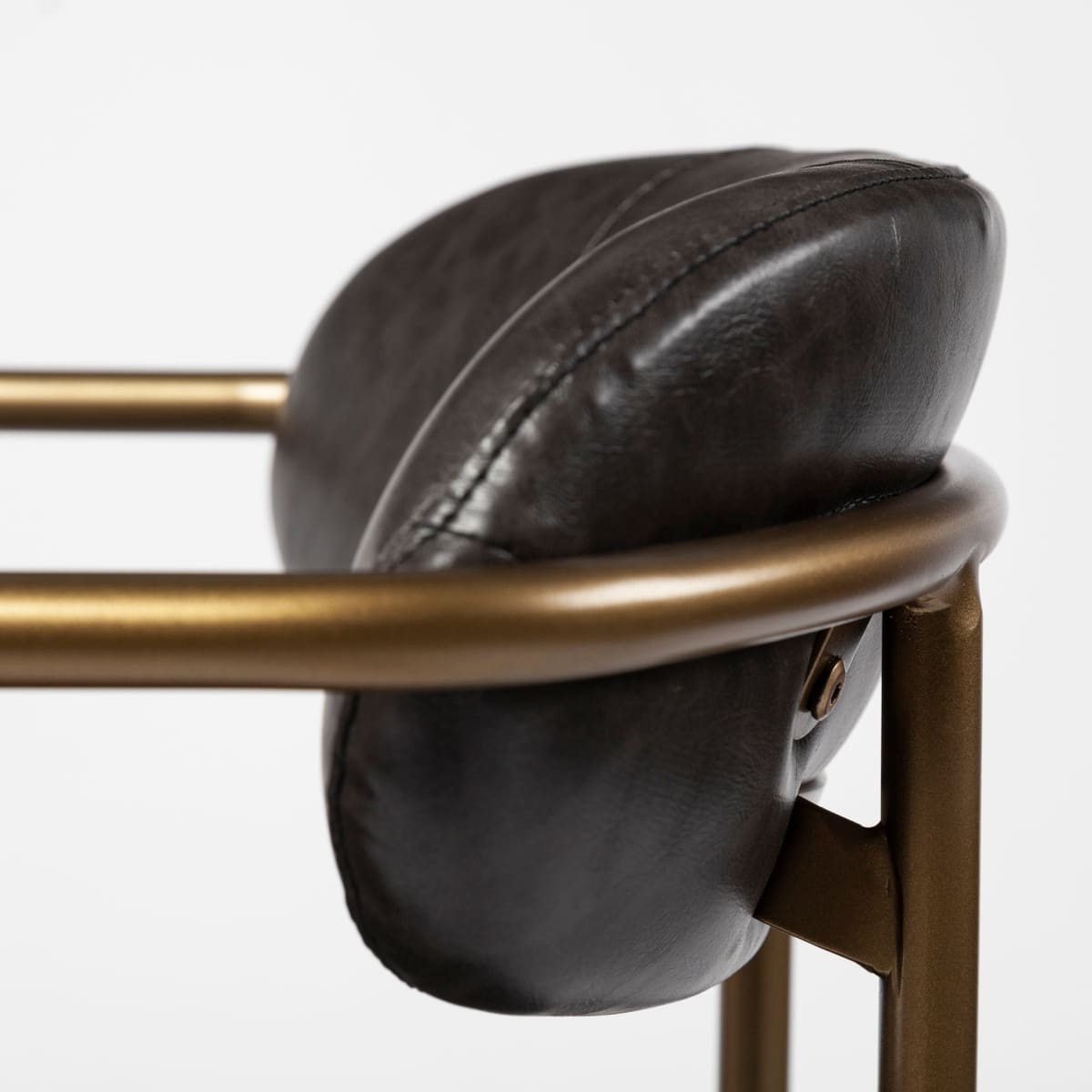 Parker Leather Dining Chair Brown Faux Leather | Gold Metal - dining-chairs