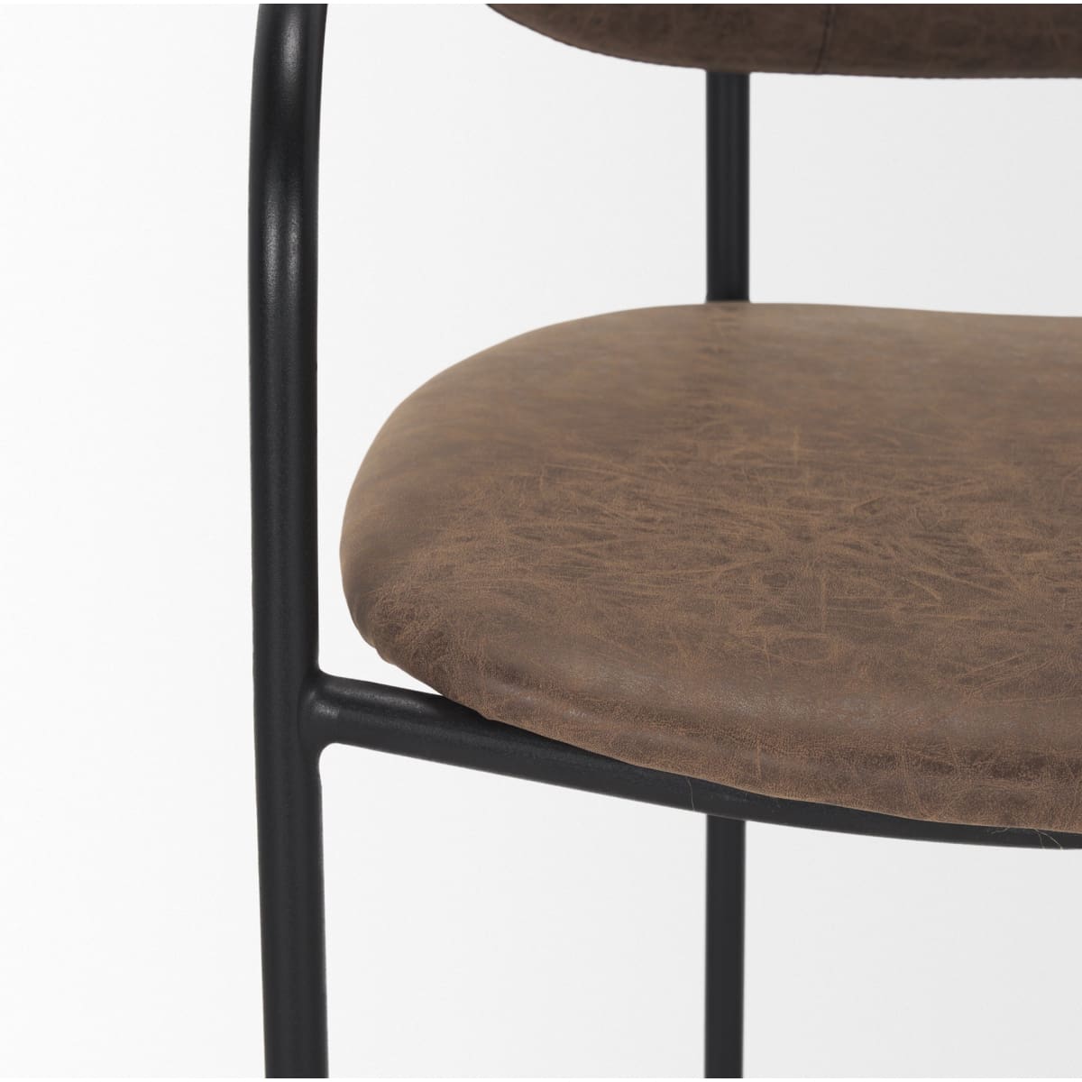 Parker Leather Seat Bar Counter Stool Black Metal | Brown Faux Leather - bar-stools