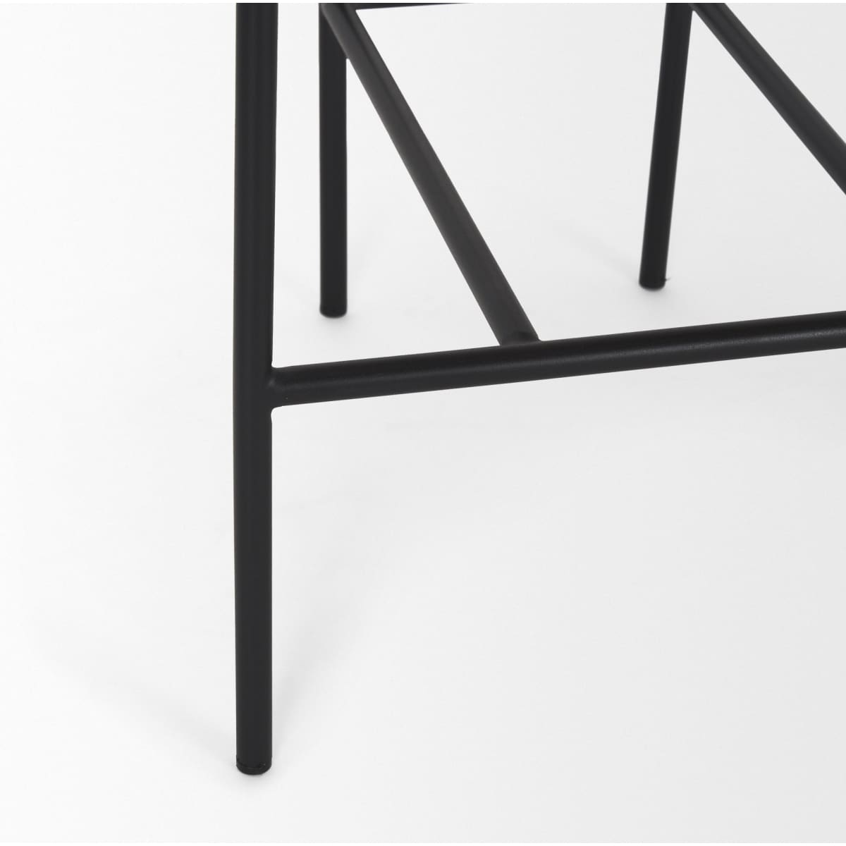 Parker Leather Seat Bar Counter Stool Black Metal | Brown Faux Leather - bar-stools