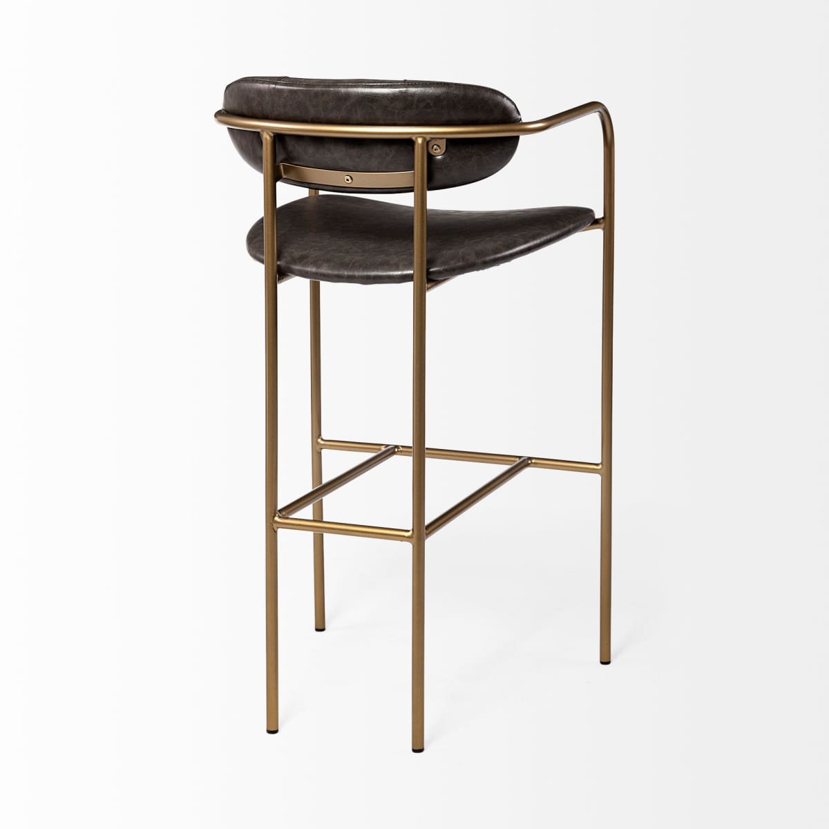 Parker Leather Seat Bar Counter Stool Brown Faux Leather | Gold Metal | Bar - bar-stools