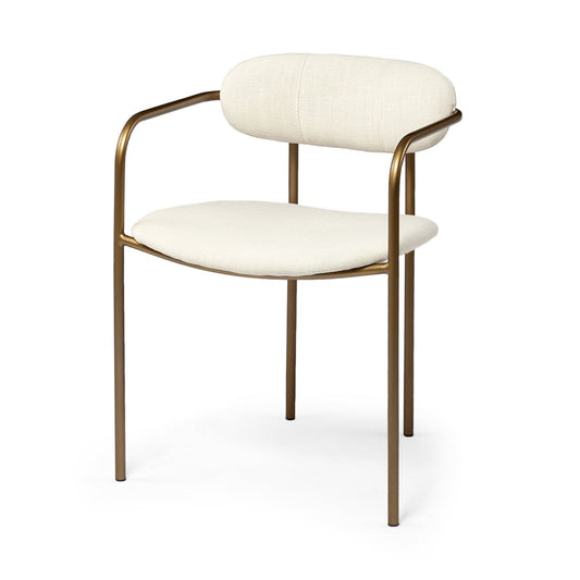 Parker Upholstered Dining Chair Cream Fabric | Gold Metal - dining-chairs