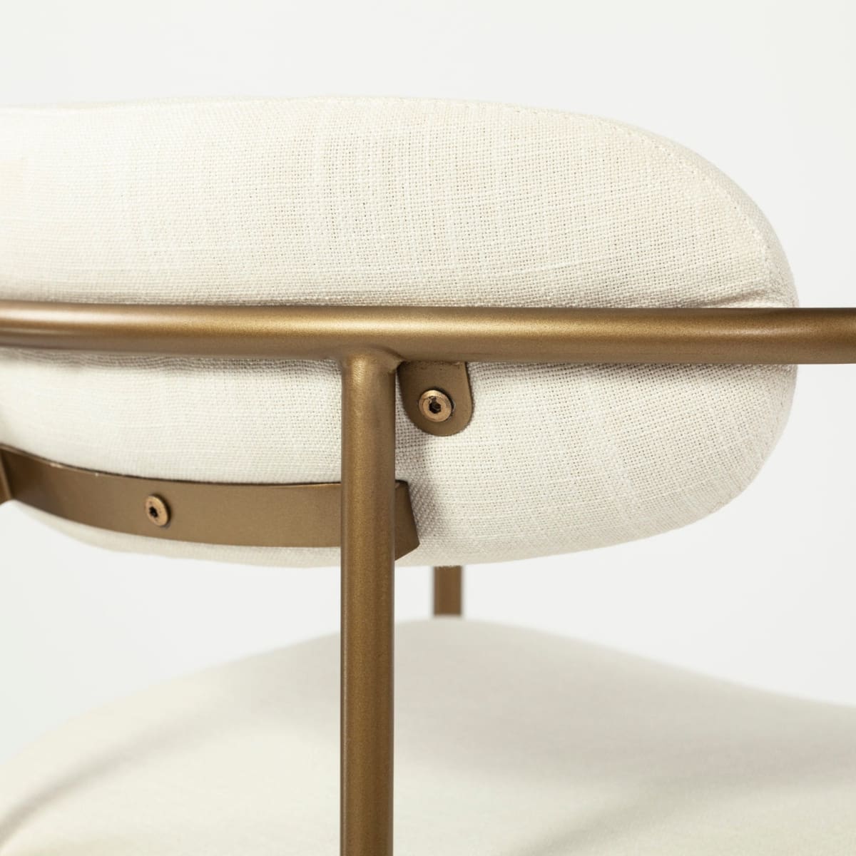 Parker Upholstered Dining Chair Cream Fabric | Gold Metal - dining-chairs