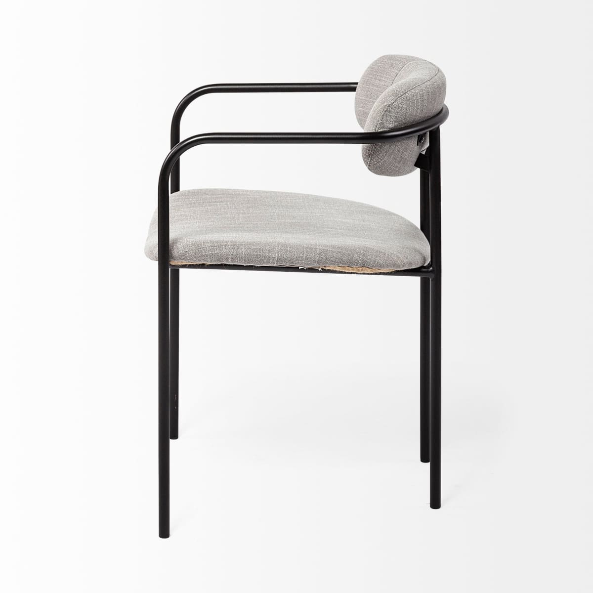 Parker Upholstered Dining Chair Gray Fabric | Black Metal - dining-chairs