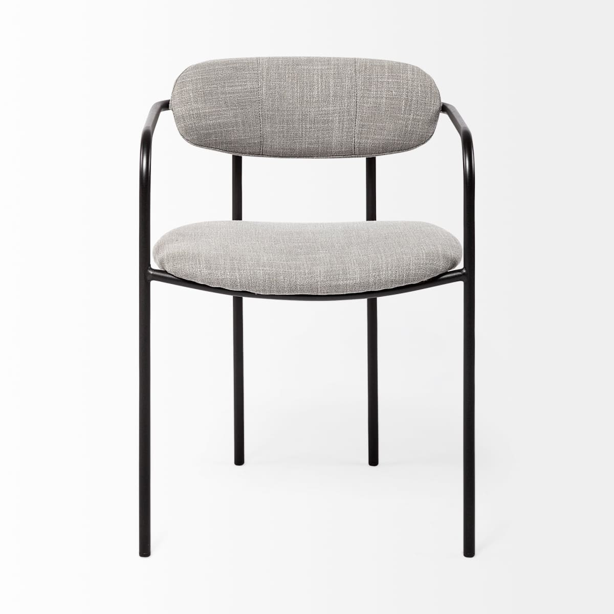 Parker Upholstered Dining Chair Gray Fabric | Black Metal - dining-chairs