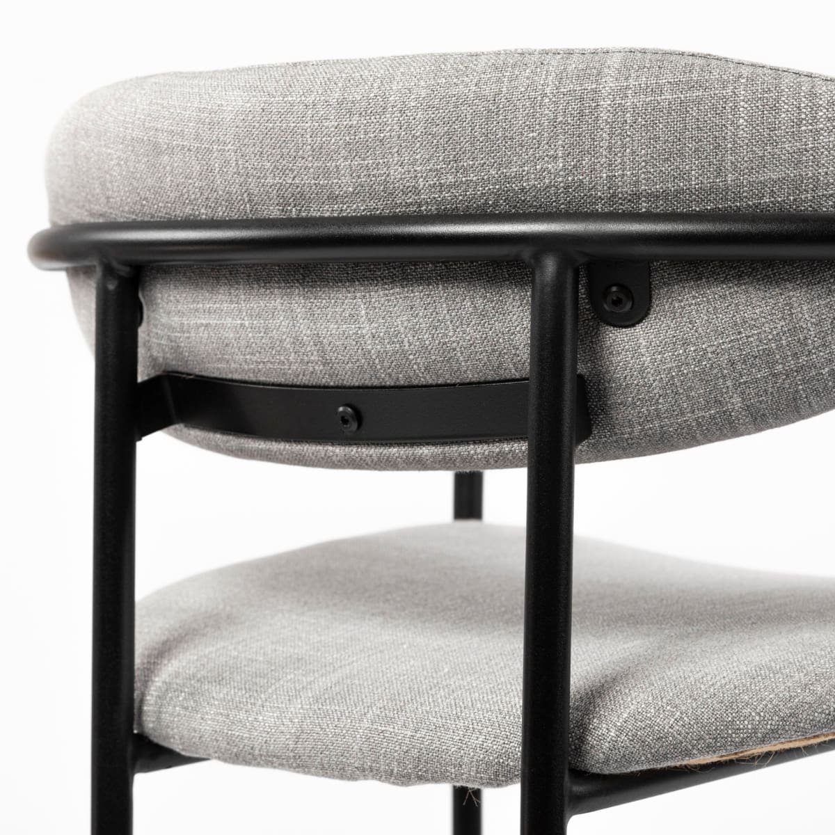 Parker Upholstered Dining Chair Gray Fabric | Black Metal - dining-chairs